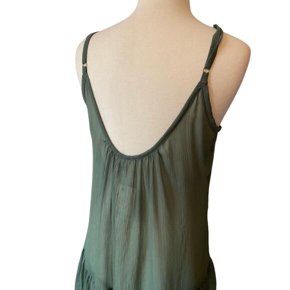 Cyn & Luca NWT Womens M Boho Beach Sheer Green Ruffle Swim Cover Up Dress Resort - Picture 5 of 11